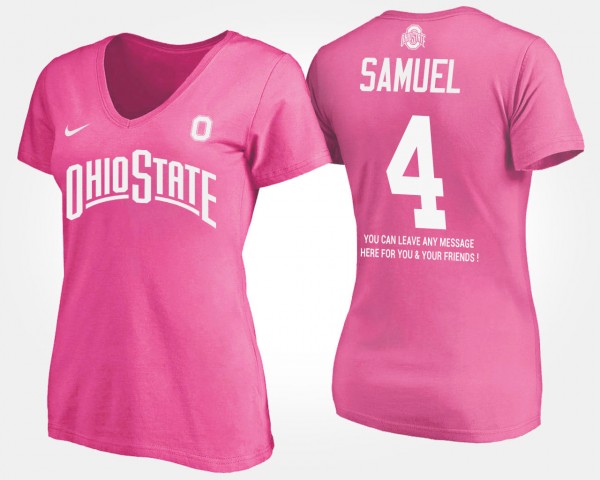 Ohio State Buckeyes Curtis Samuel Women's #4 Pink With Message College Football T-Shirt 2404PXNB2